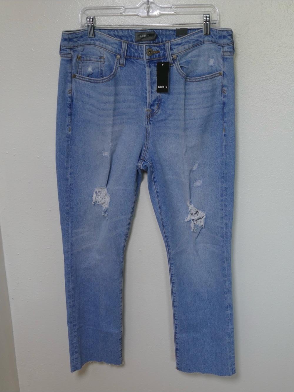 NWT Torrid Stovepipe Jeans On The Rocks 12T High Rise Raw Hem Button Fly
